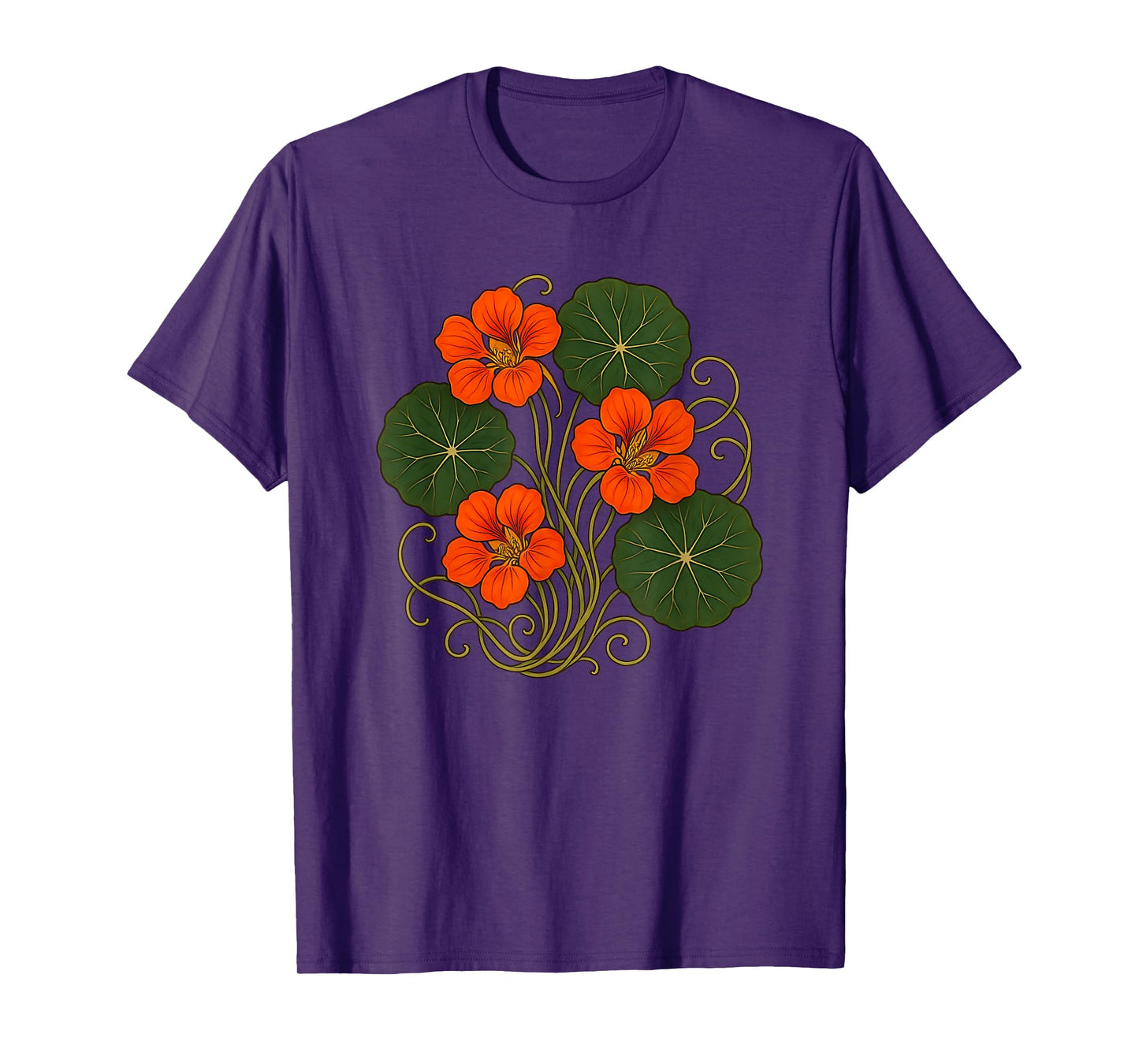 Nasturtium Flower Garden Plant Lover Floral Art Nouveau T-Shirt