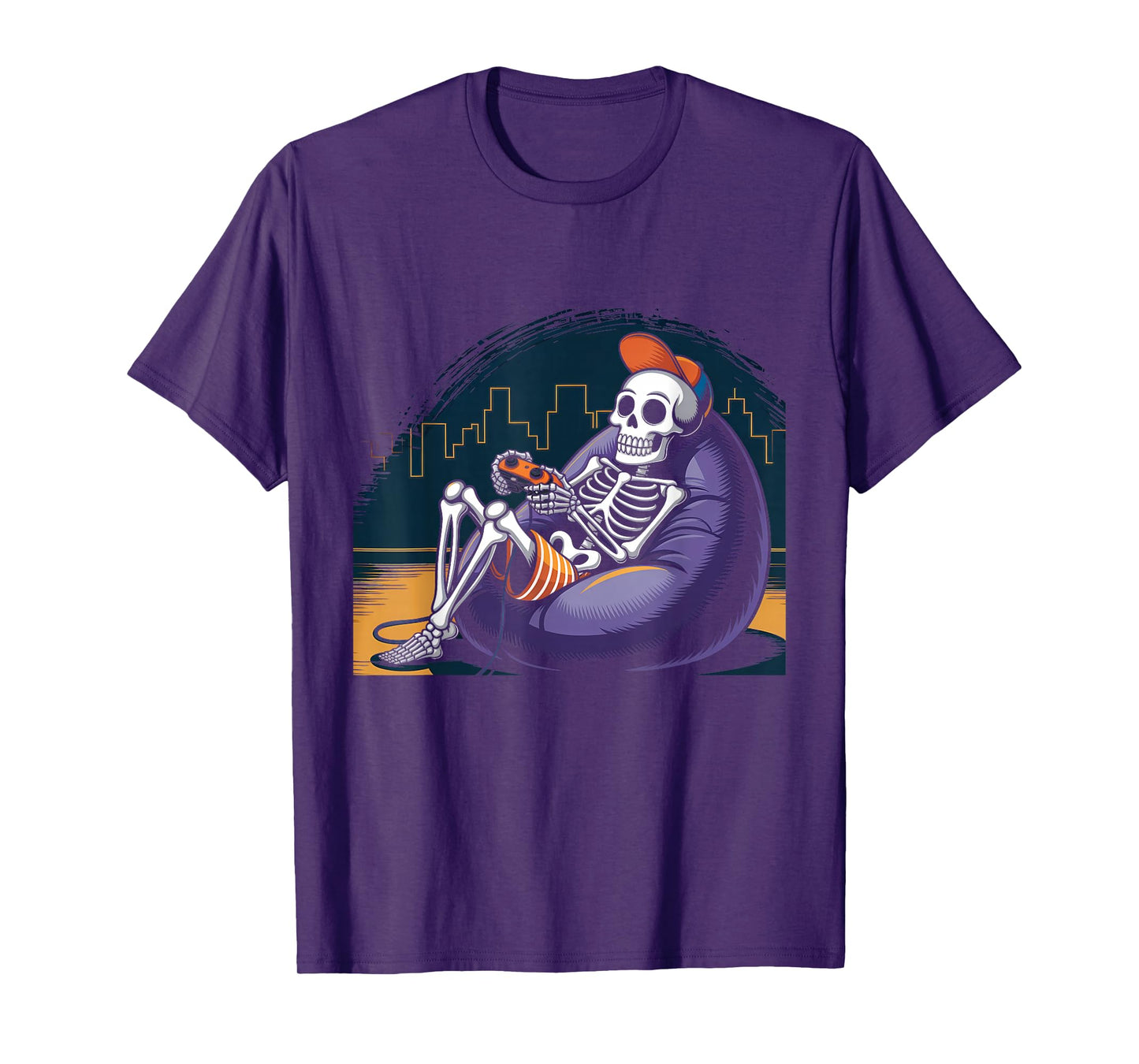 Halloween Skeleton Video Gaming Gamer Boys Youths Men Teens T-Shirt