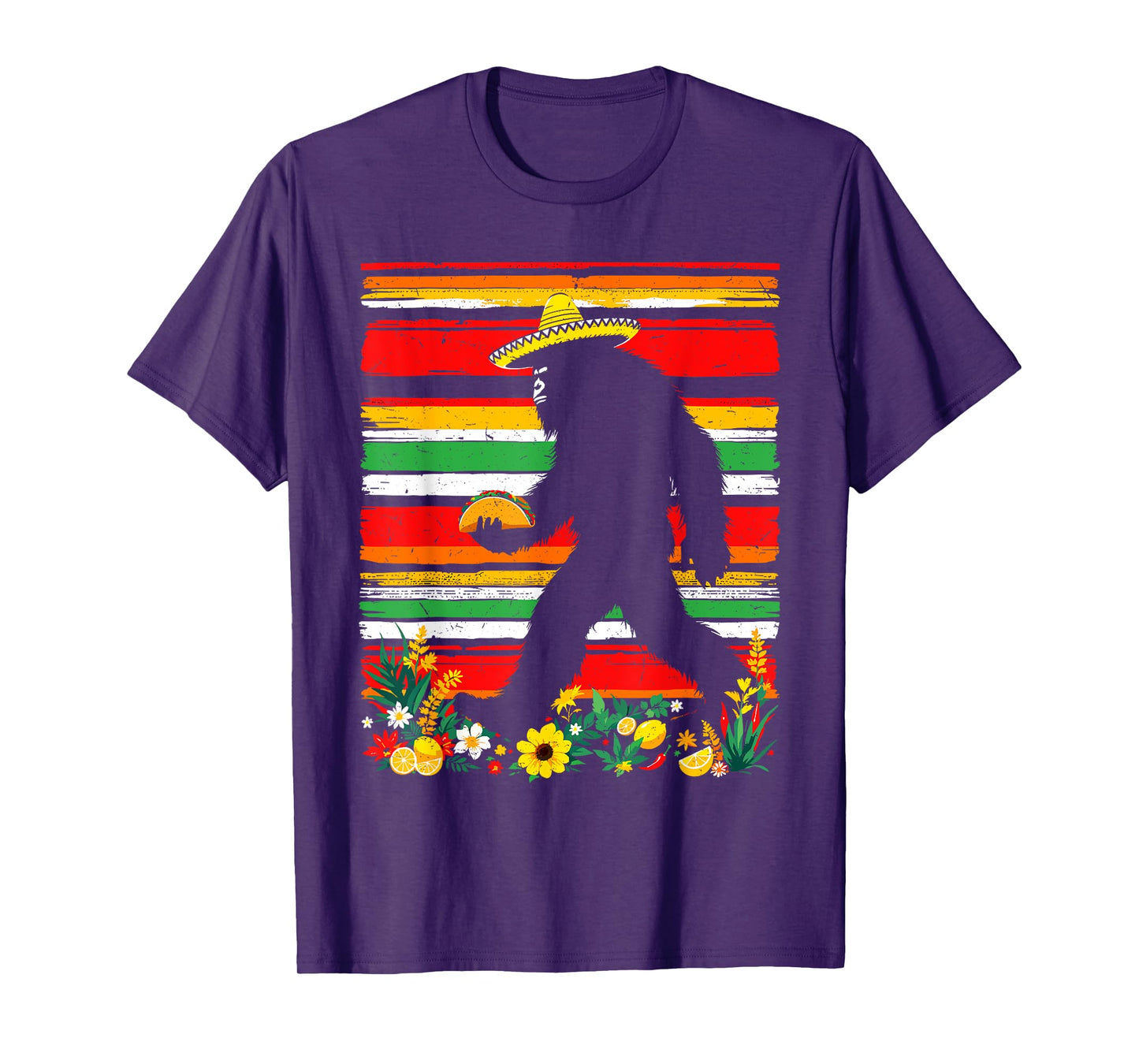 Funny Mexican Bigfoot Taco Sombrero Outfit Cinco De Mayo T-Shirt