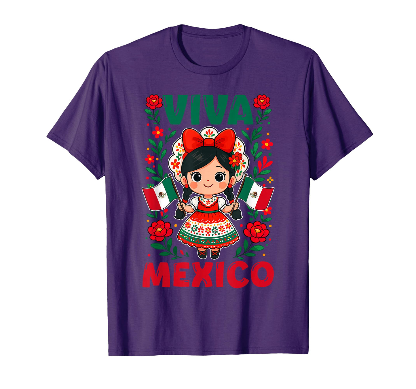 Viva Mexico Independence Day Proud Mexican Flag Girls Kids T-Shirt