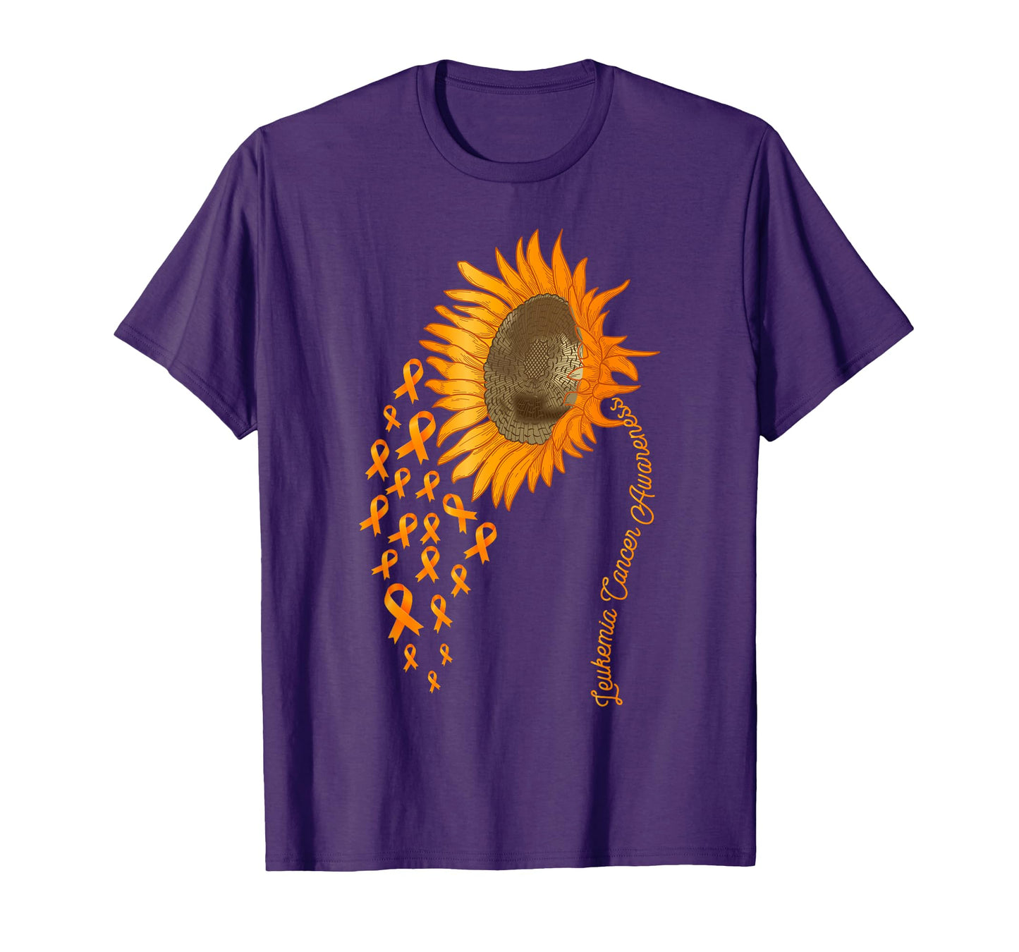 Leukemia Cancer Awareness Sunflower Orange Ribbon T-Shirt