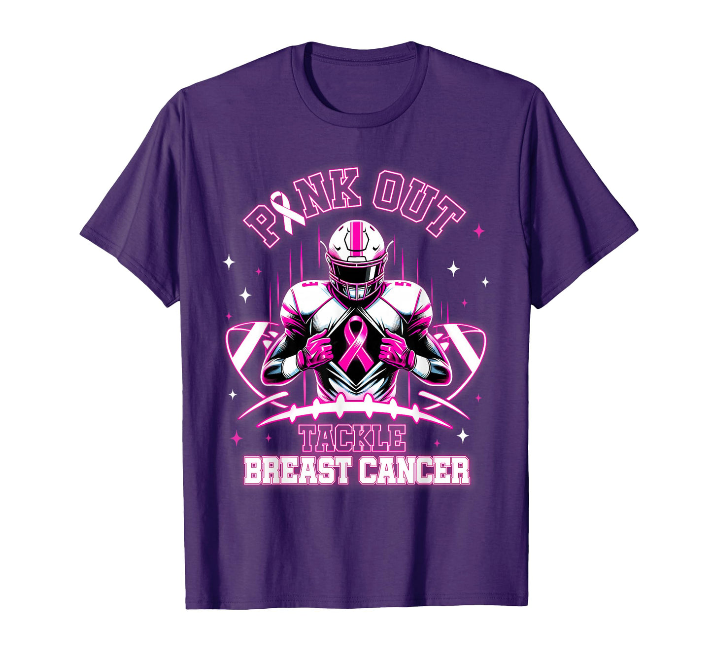 Pink Out Tackle Breast Cancer Awareness Football Player T-Shirt