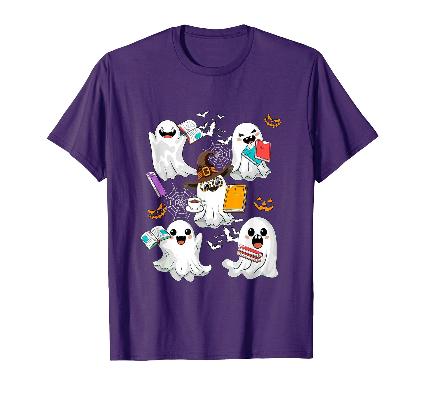 Group Funny Boos Reading Books Halloween Bookworm Librarian T-Shirt