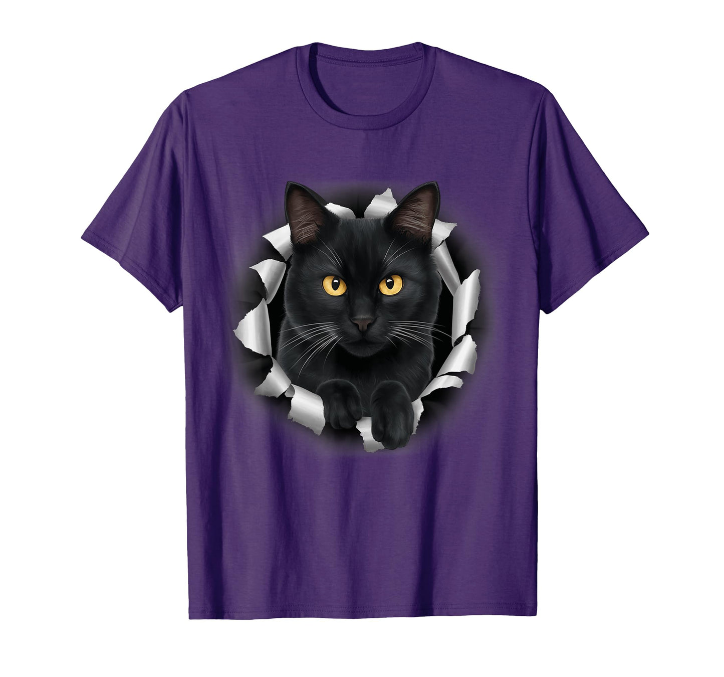 Cute Black Cat Looks From Torn Fabric For Cat Lover T-Shirt for Men Women Kids