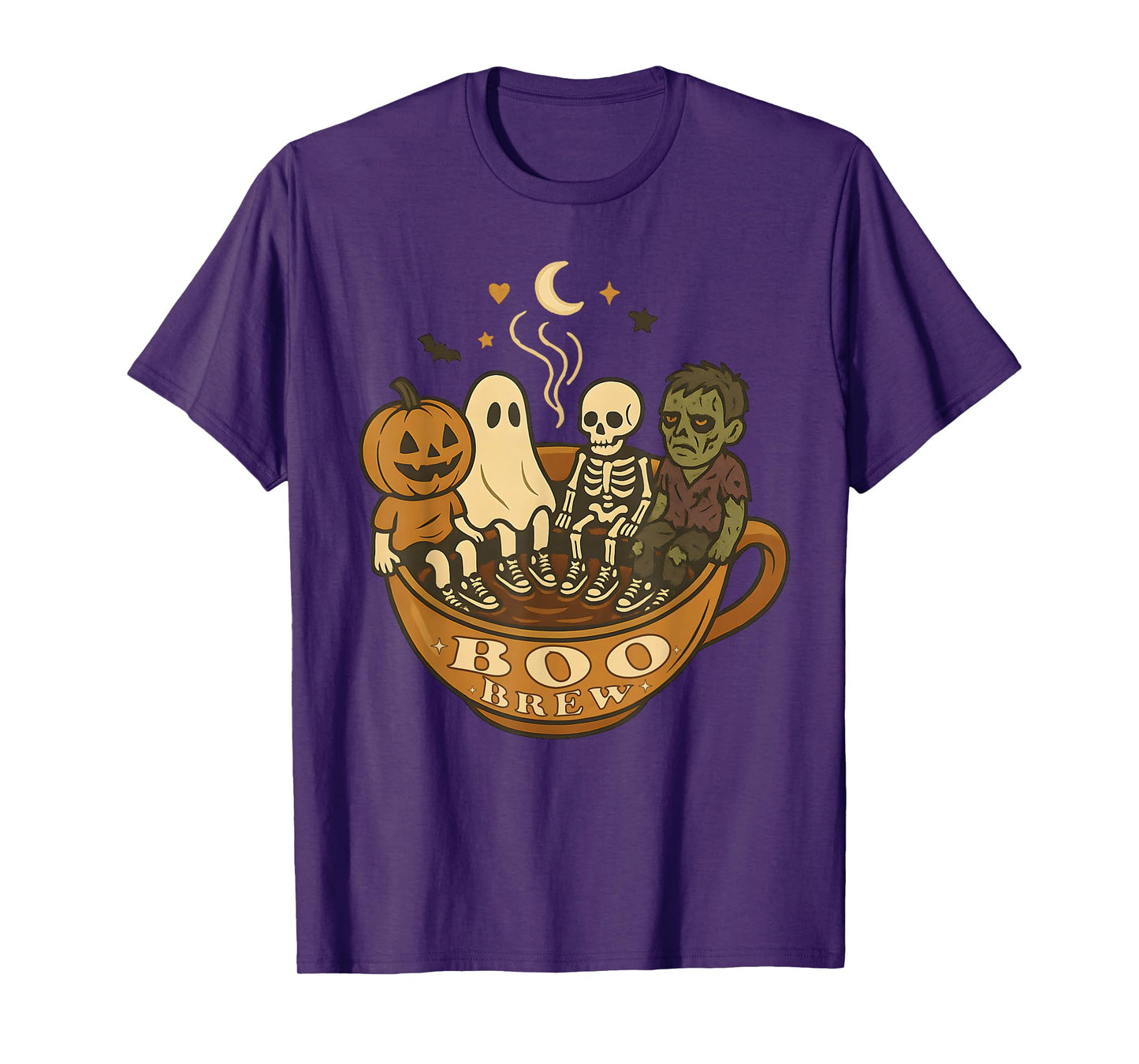 Boo Brew Halloween Barista Coffee Ghost Zombie Skeleton Cute T-Shirt
