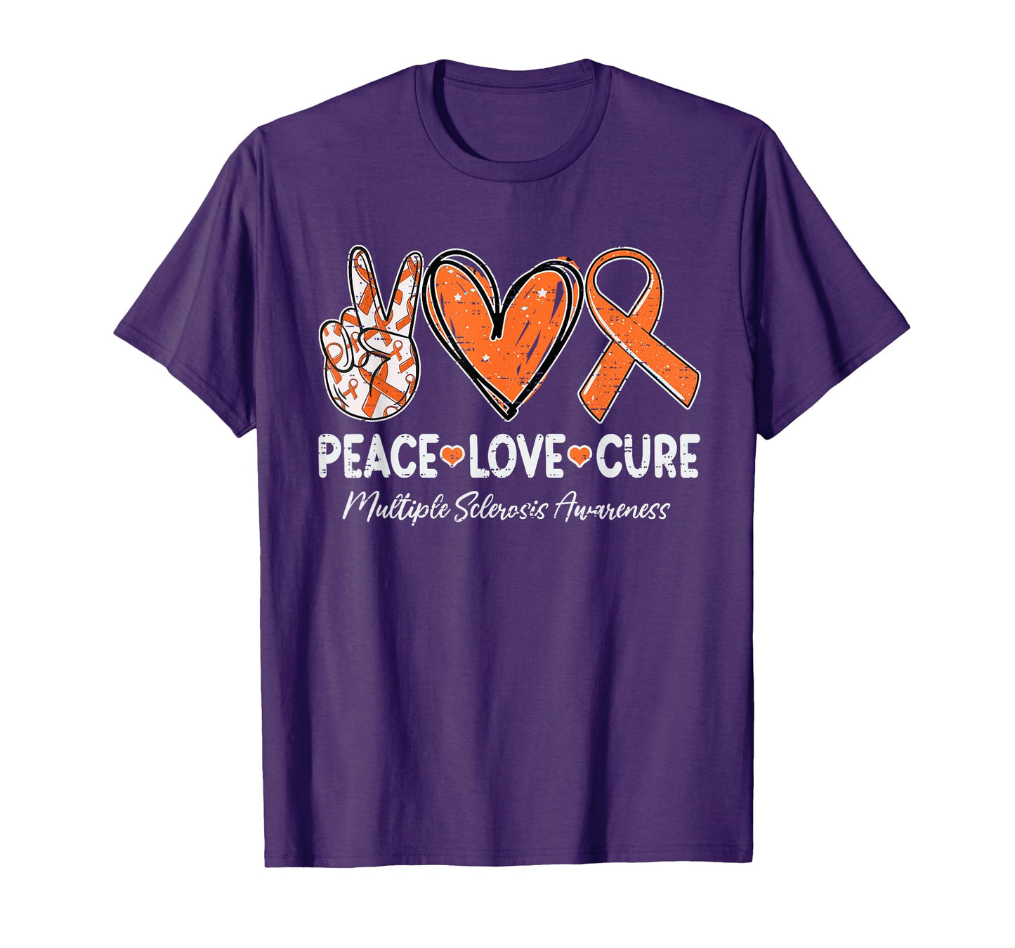 Peace Love Cure Multiple Sclerosis MS Awareness Support T-Shirt