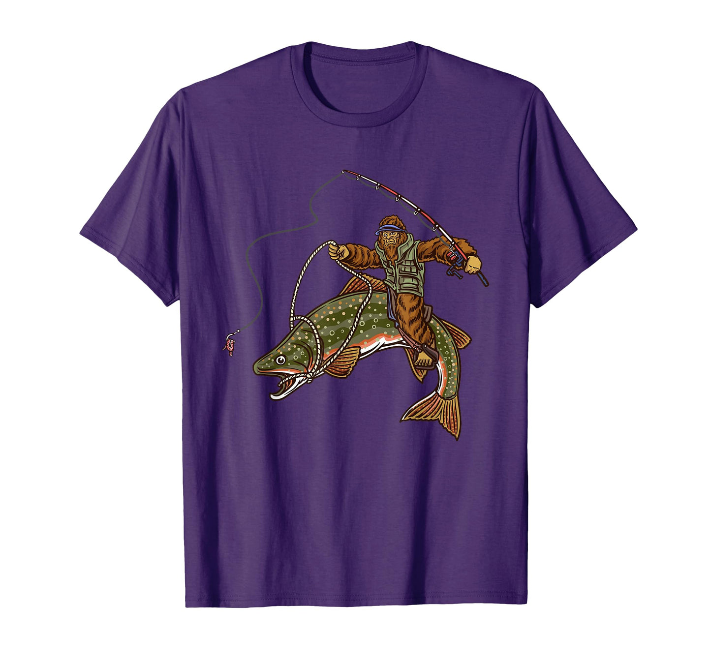 Brook Trout River Fishing Bigfoot Hunting Fishermen T-Shirt