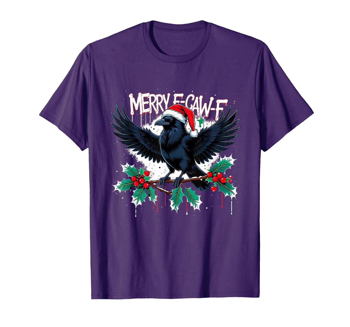 Merry F-Caw-F Raven Funny Christmas Holiday Cool Meme T-Shirt