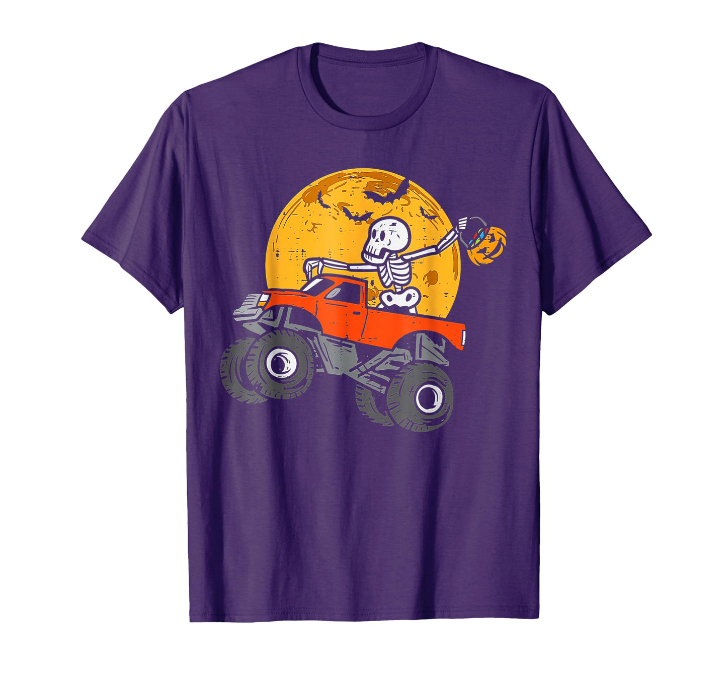 Skeleton Monster Truck Moon Candy Toddler Boys Halloween T-Shirt