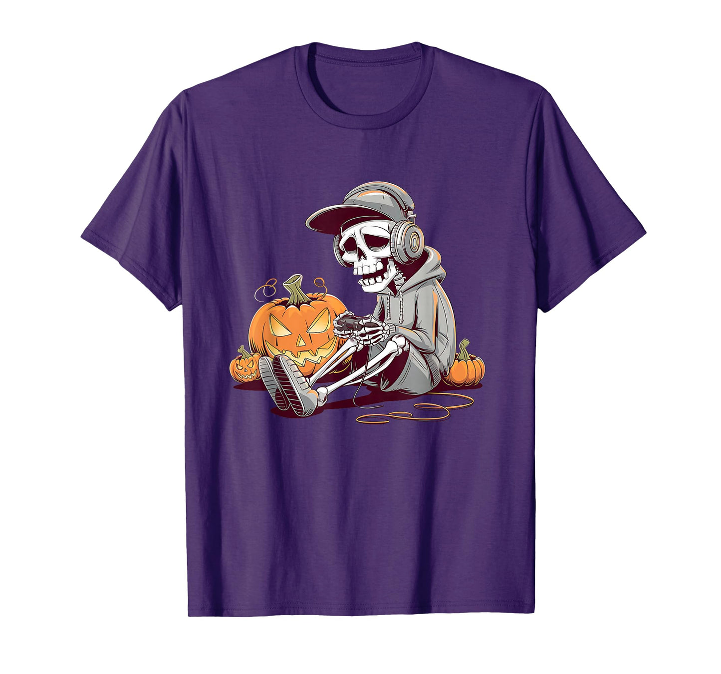 Halloween Skeleton Gamer Video Gaming Boys Men Kids Tees T-Shirt