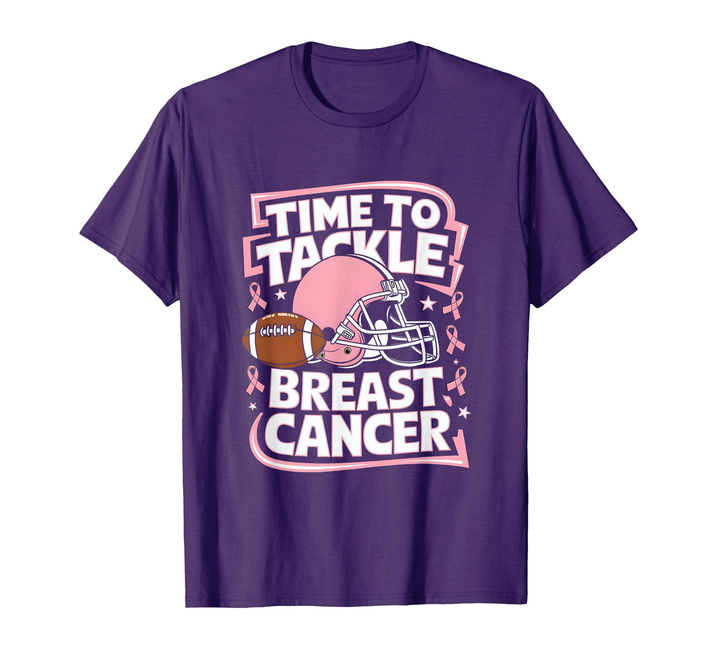 Tackle Football Breast Cancer Awareness Pink Ribbon Boys Kid T-Shirt