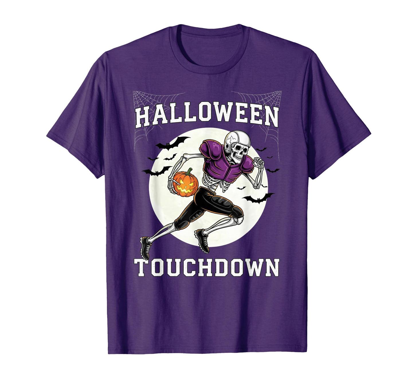 Halloween Football Player Skeleton Touchdown Pumpkin Costume T-Shirt