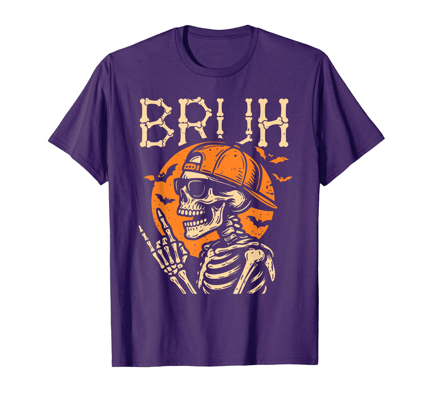 Cool Bruh Skeleton Rock On Halloween Men Teens Boys Kids T-Shirt