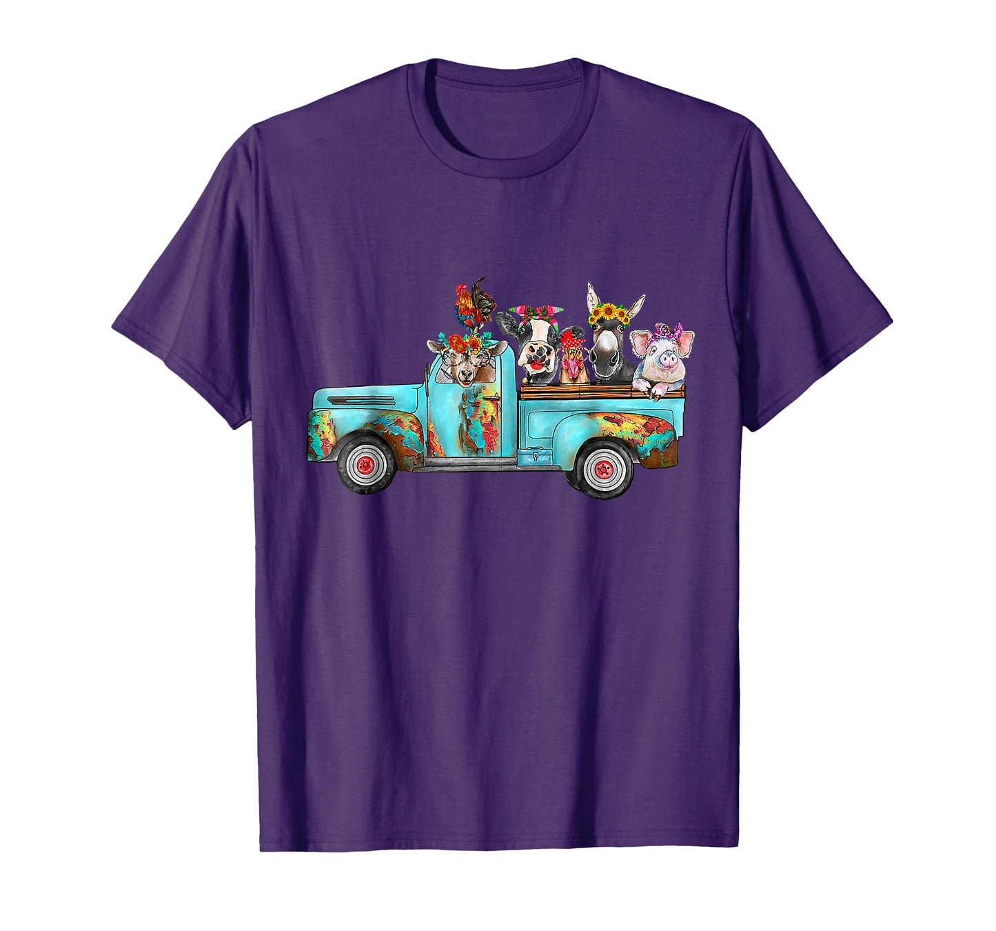 Farm Pickup Truck with Farm animals Farmer_s Wife Cow Girl T-Shirt