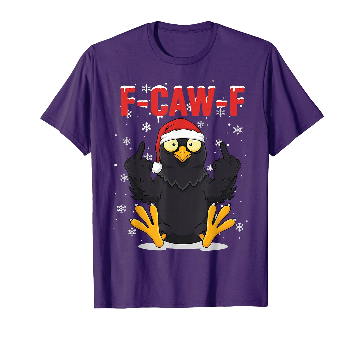 F-CAW-F Crow Christmas Santa Raven Adult Humor Xmas T-Shirt