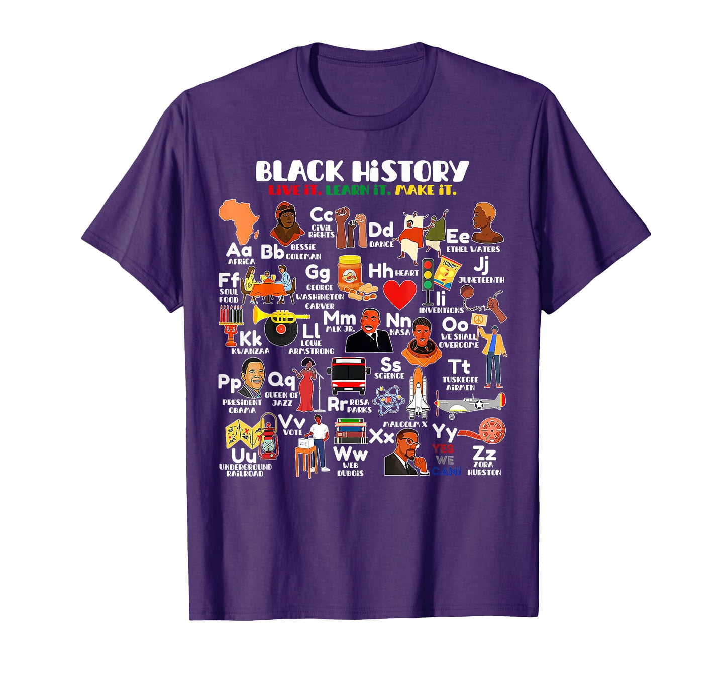 ABCs of Black History Month Pride Live It Learn It Teacher T-Shirt