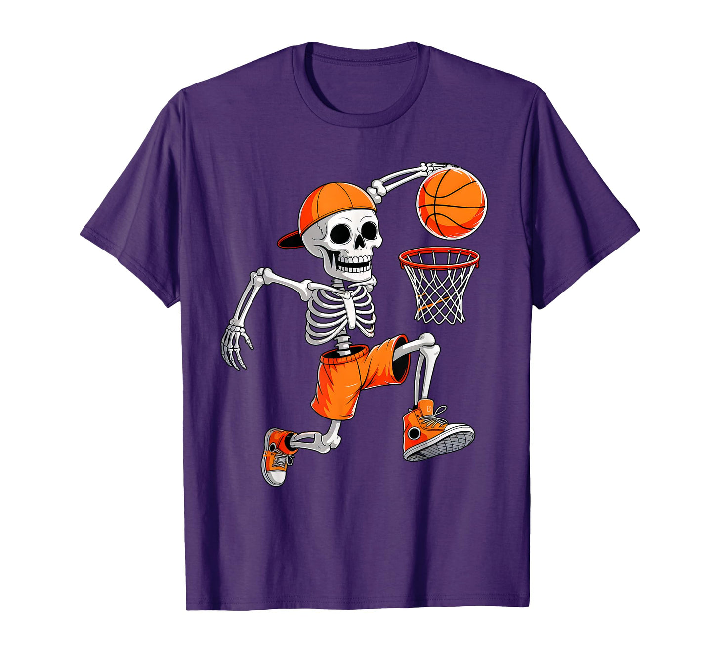 Funny Skeleton Play Basketball Halloween Costume Boys Men T-Shirt