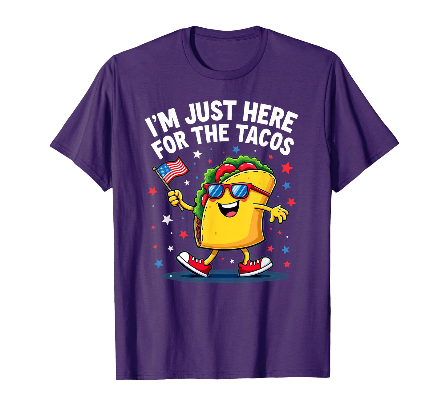 US Flag I'm Just Here for The Tacos Sunglasses T-Shirt
