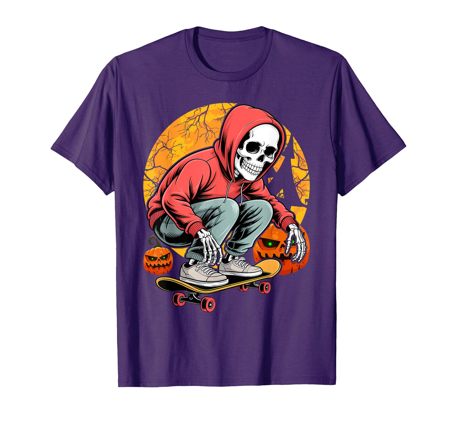 Halloween Skeleton Skateboarding Pink Skateboarder Skater T-Shirt