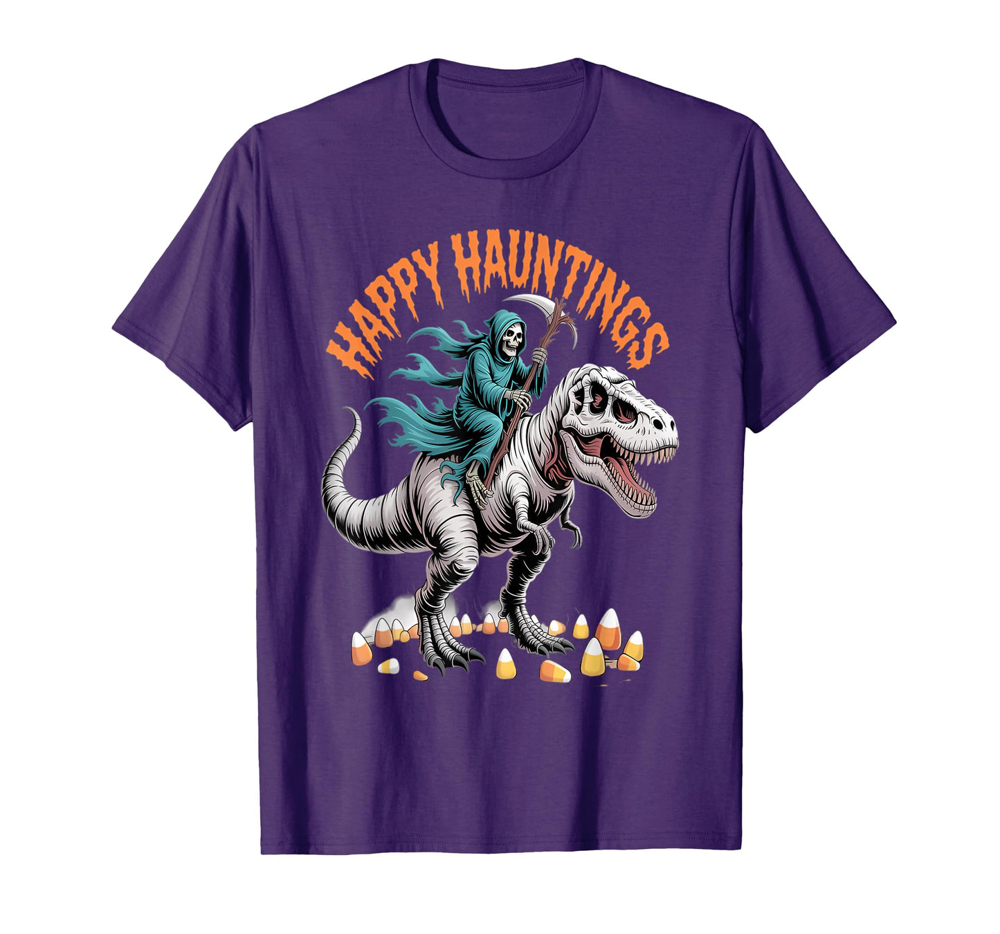 Skeleton Rider T-Rex Wrapped for Halloween T-Shirt