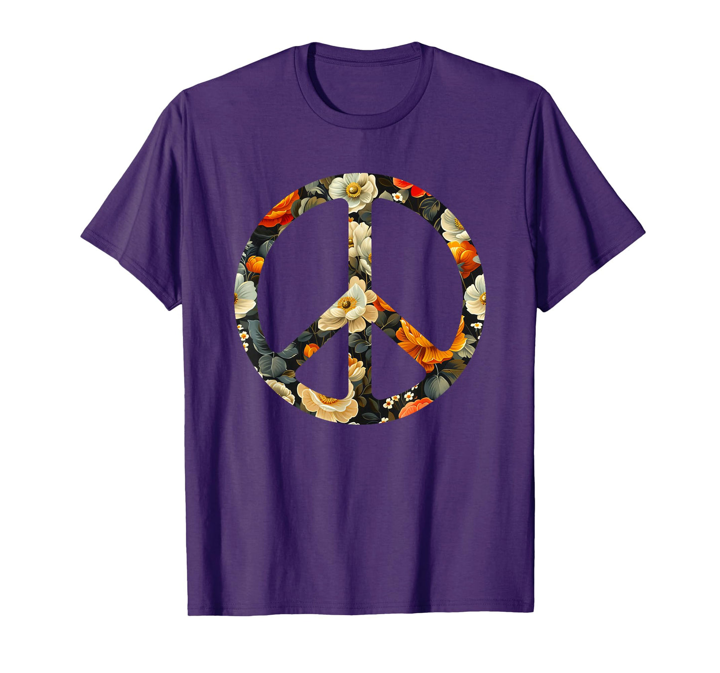 Blooming Harmony Symbol Floral Peace Sign T-Shirt
