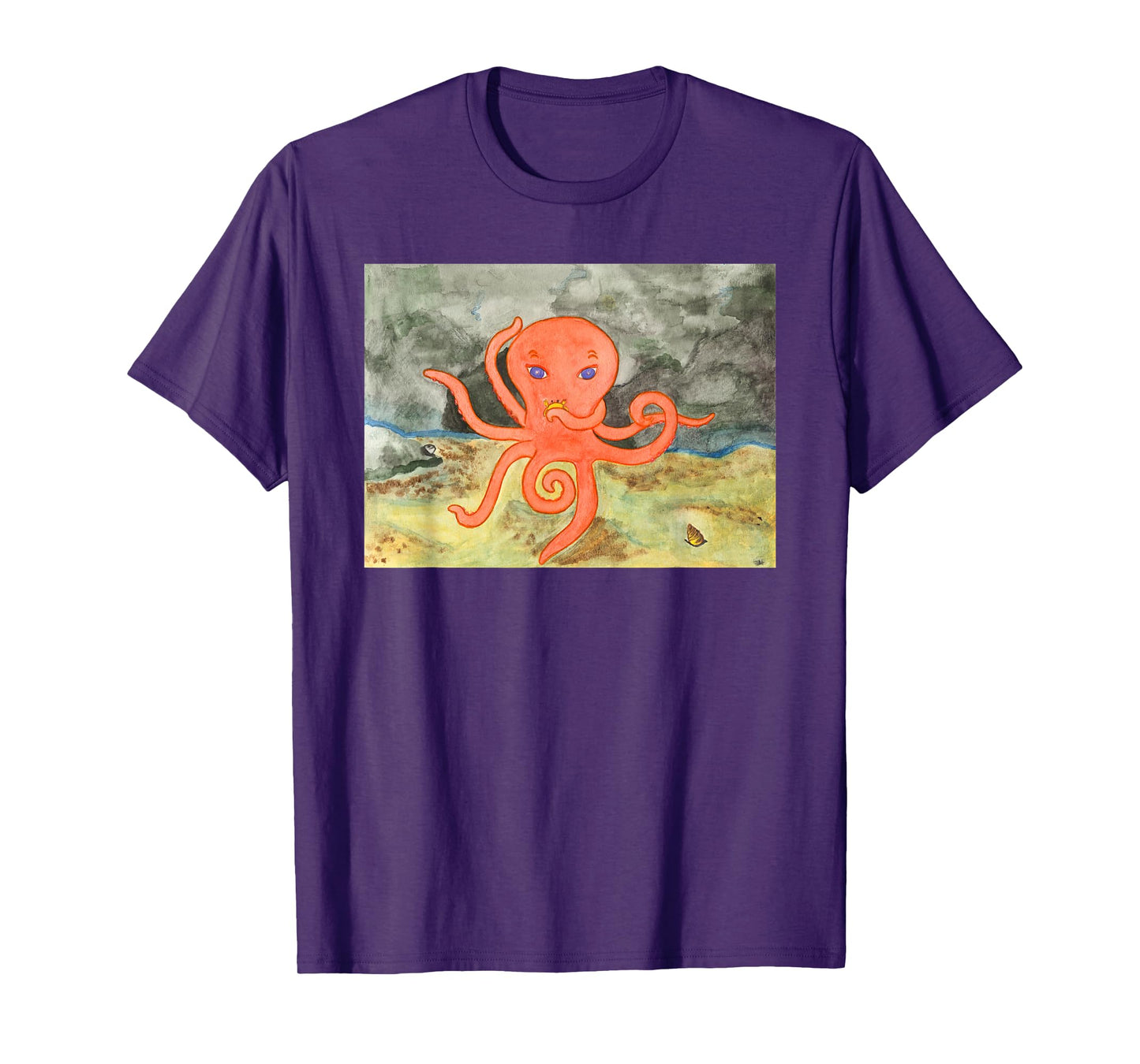 Cartoon Watercolor Octopus T-Shirt