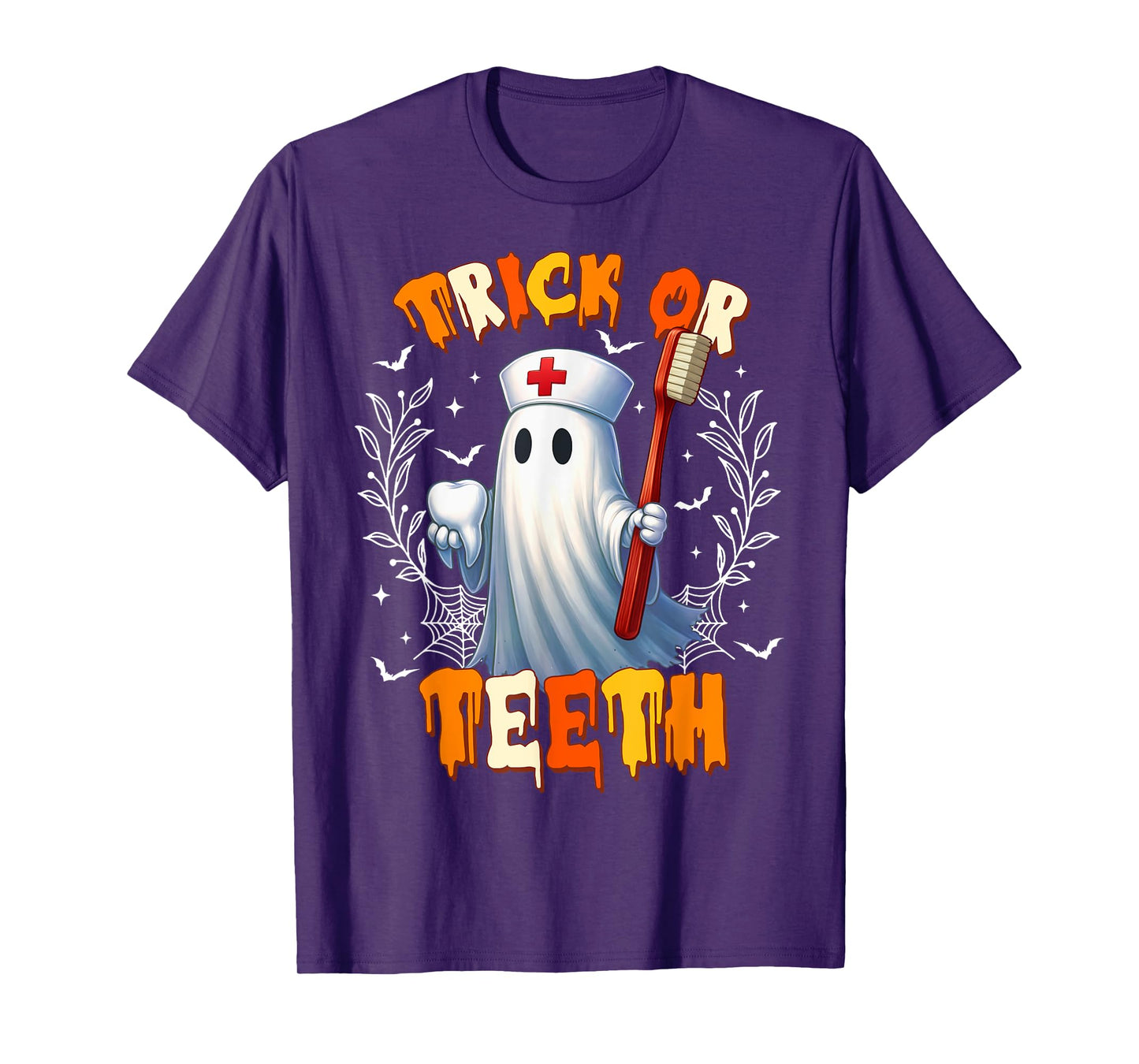 Trick Or Teeth Dental Halloween Ghost Costume Men Women Kids T-Shirt