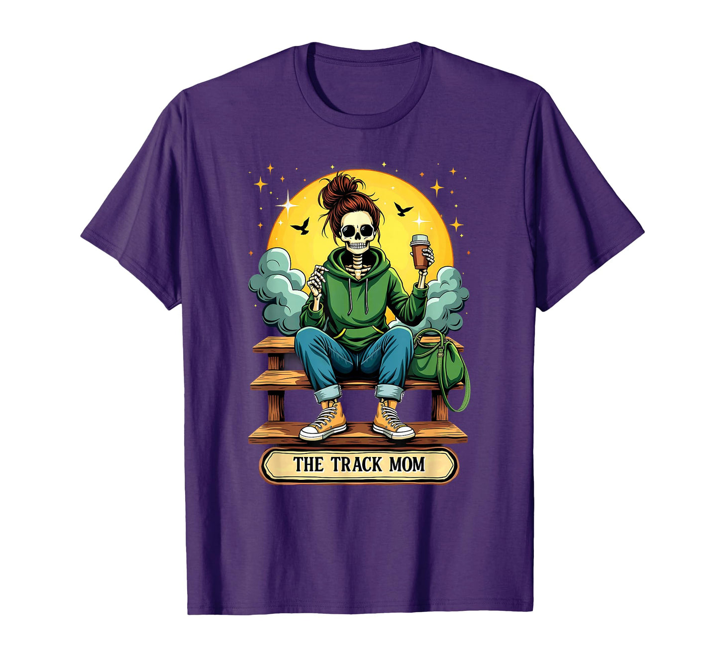 Gothic Tarot Card The Track Mom Skeleton Coffee Runner T-Shirt