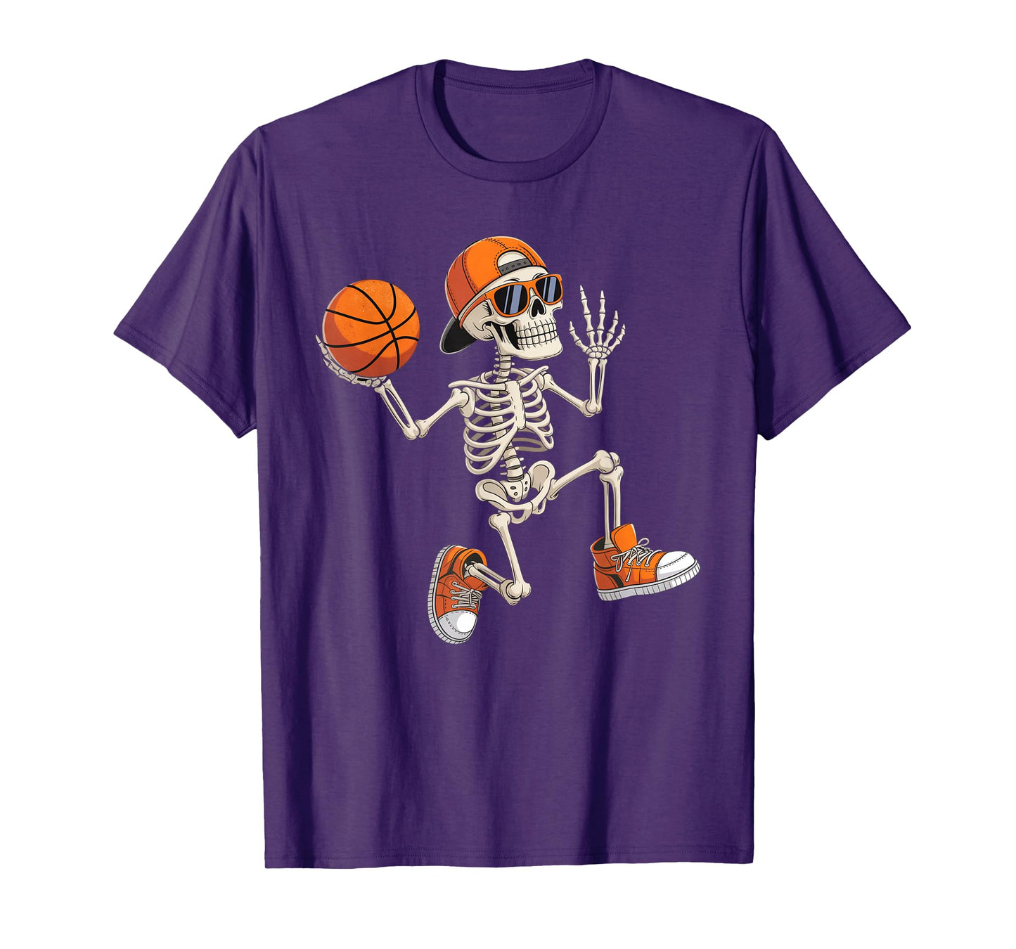 Skeleton Basketball Player Halloween Costume Teens Boys Men T-Shirt