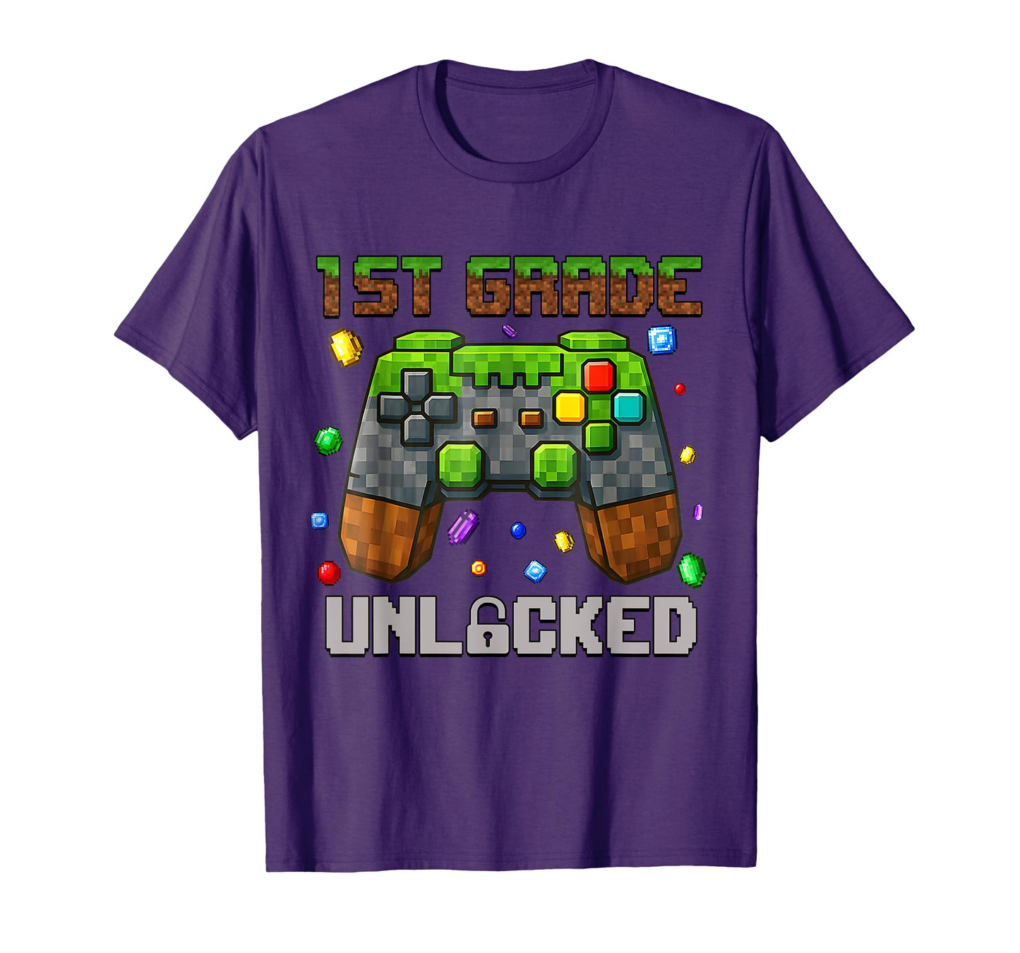 1st Grade Level Unlocked Gamer Pixel First Day Of School T-Shirt