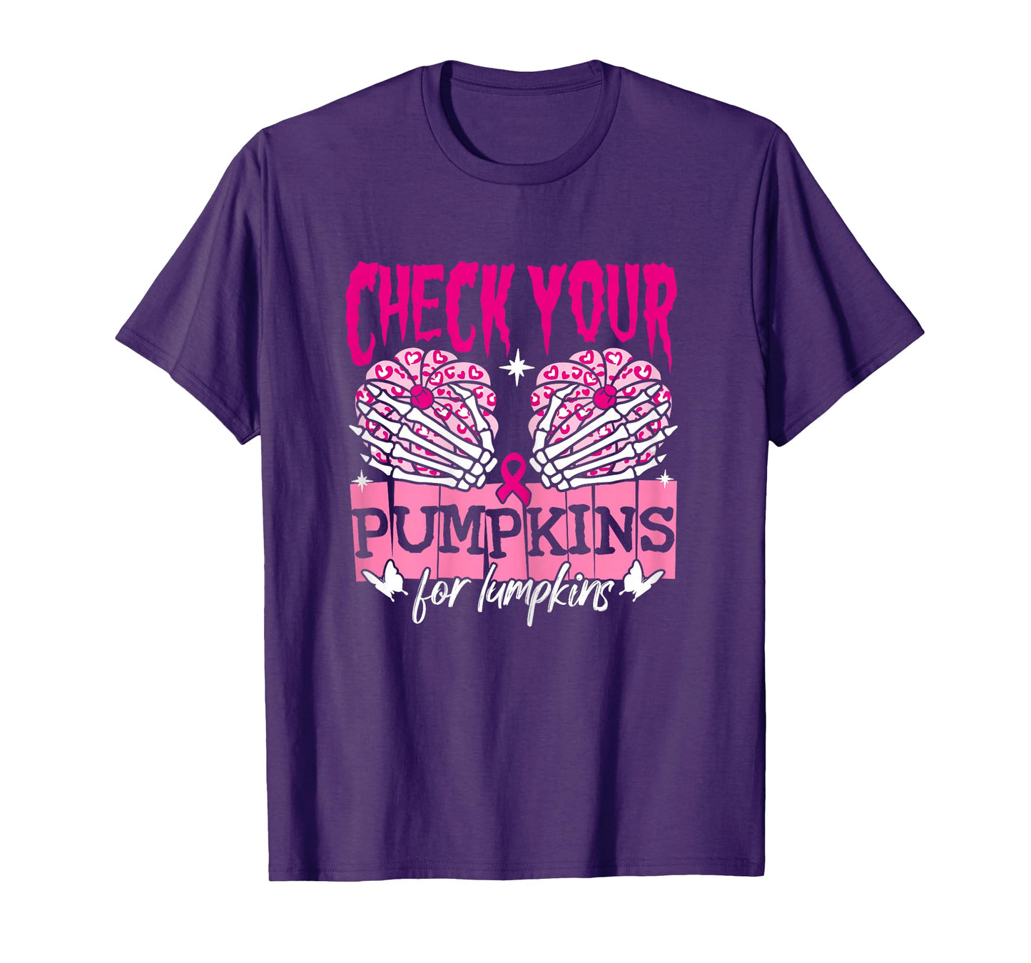 Check Your Pumpkins Pink Halloween Breast Cancer Awareness T-Shirt