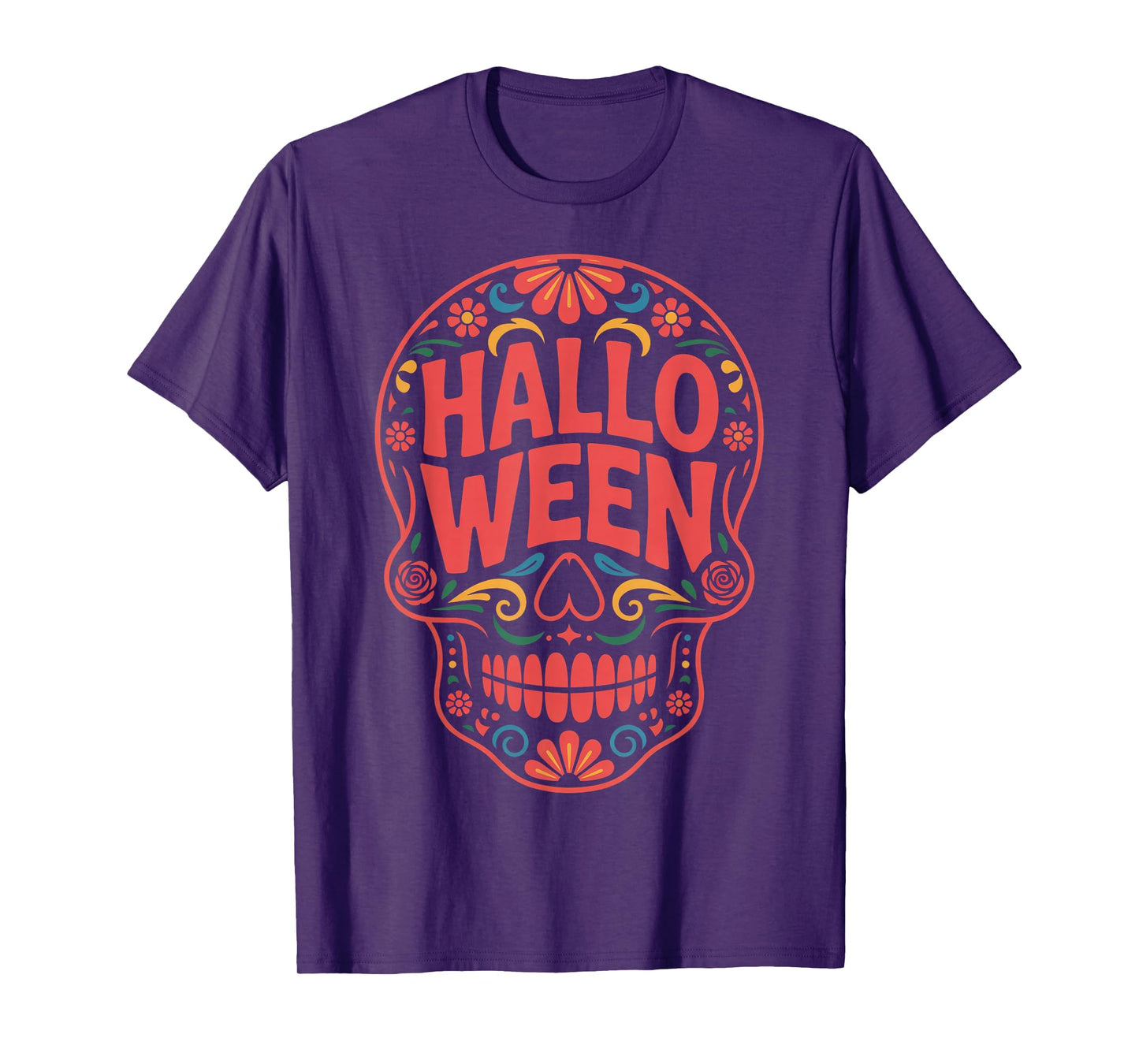 Halloween Costumes Skull Typography Graphic Creepy Spooky T-Shirt