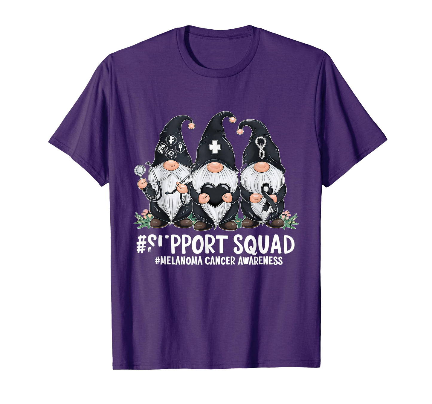 Melanoma Cancer Awareness Gnome Support Squad Skin Cancer T-Shirt