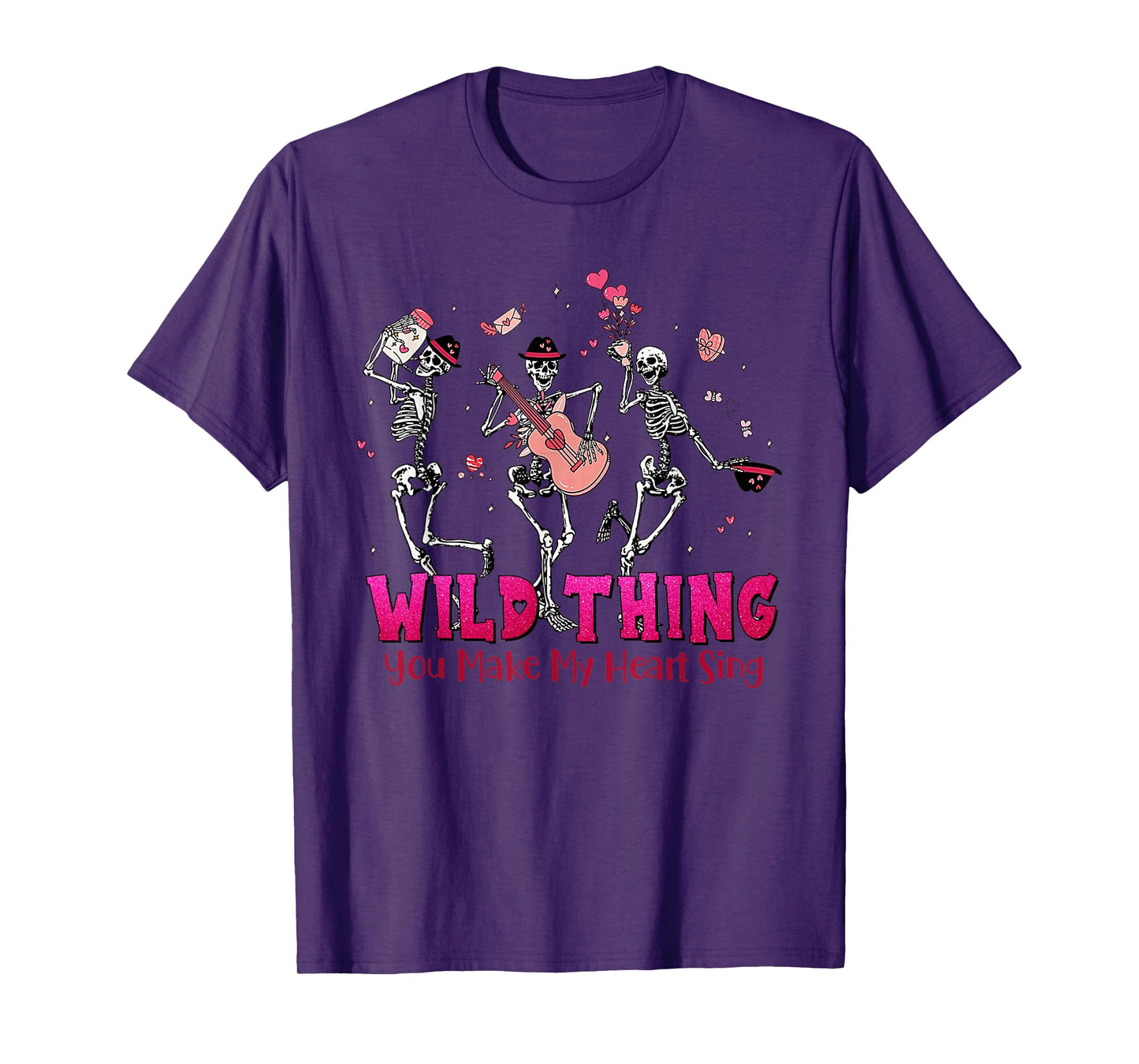 Wild Thing You Make My Heart Sing Skeleton Dancing Valentine T-Shirt