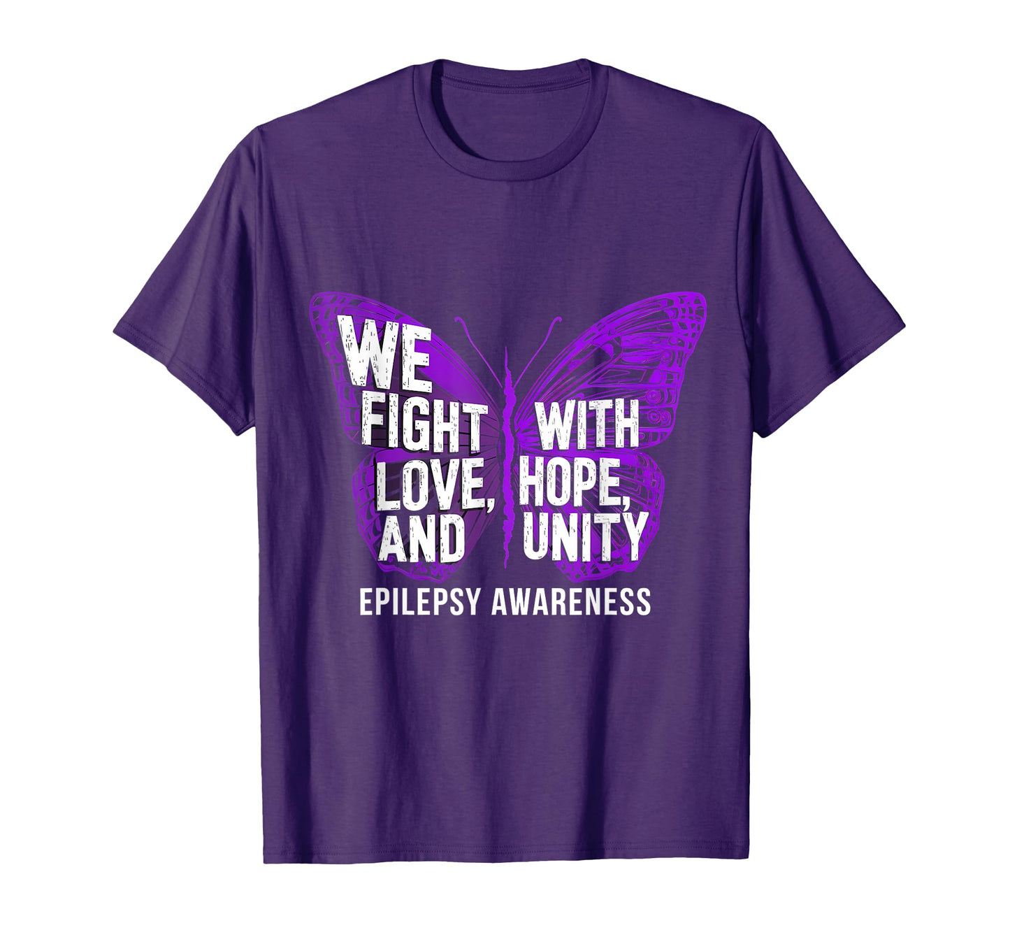 Epilepsy Awareness Love Hope Unity Butterfly Purple Ribbon T-Shirt
