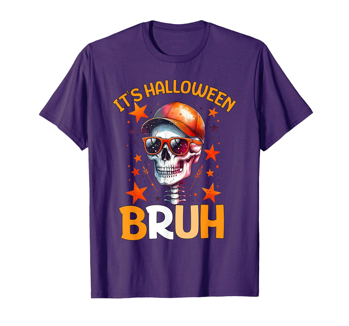 Bruh Halloween Boys Kids Halloween Skeleton T-Shirt