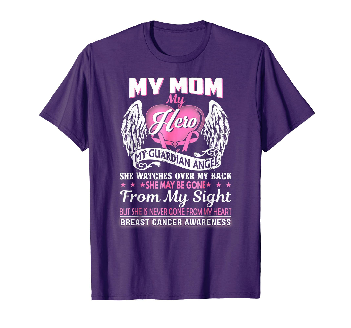My Mom Hero My Guardian Angel Breast Cancer Awareness TShirt