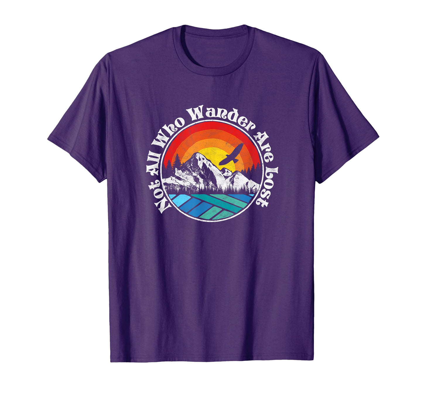 Not All Who Wander Are Lost Retro Mountains Nature Graphic T-Shirt