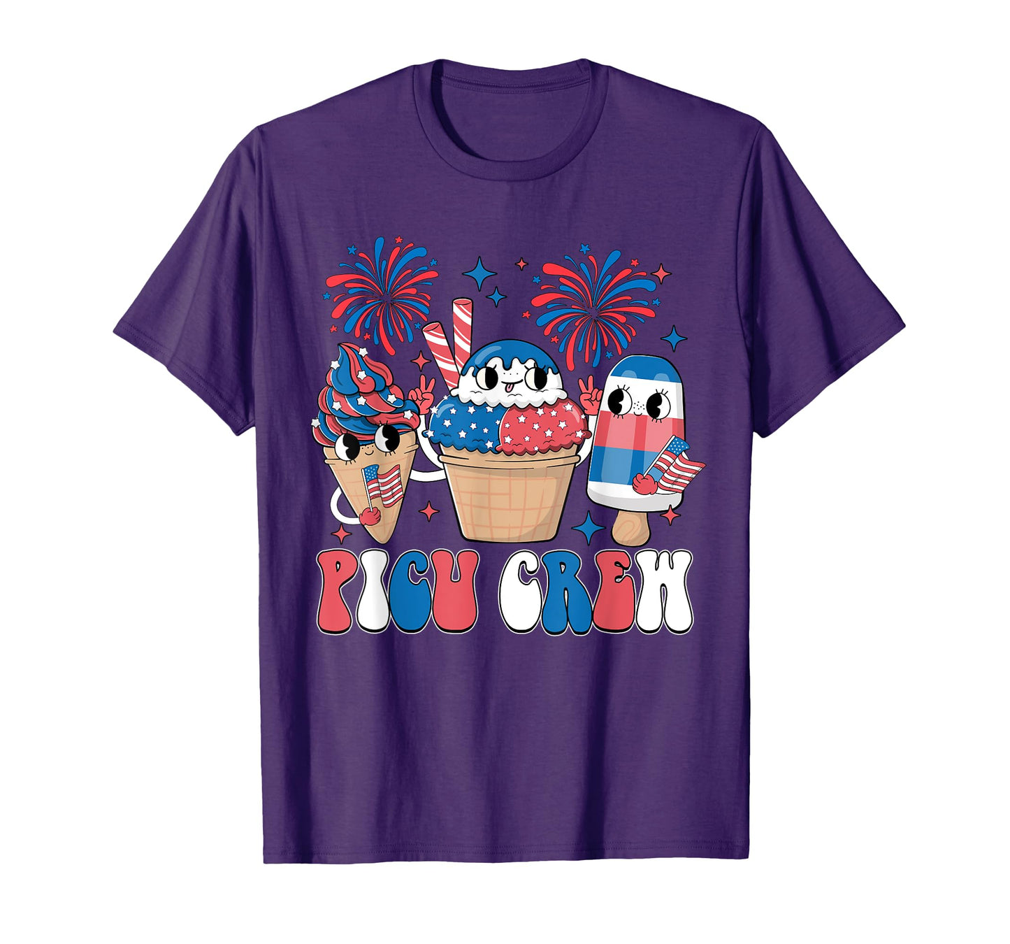 PICU Crew Independence Day Patriotic Pediatric Nurse T-Shirt