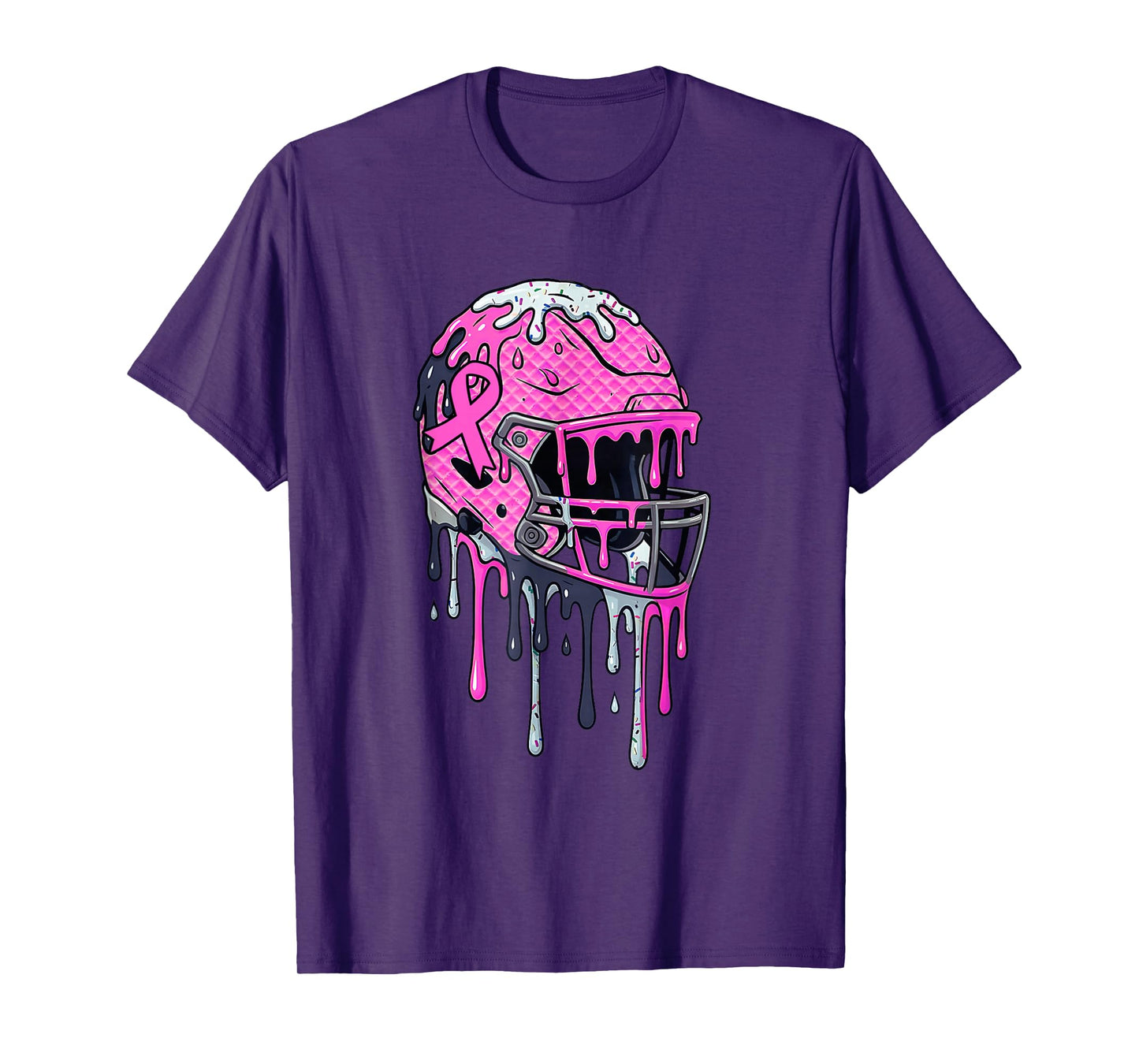 Pink Football Helmet Breast Cancer Ice Cream Drip Boys Kids T-Shirt