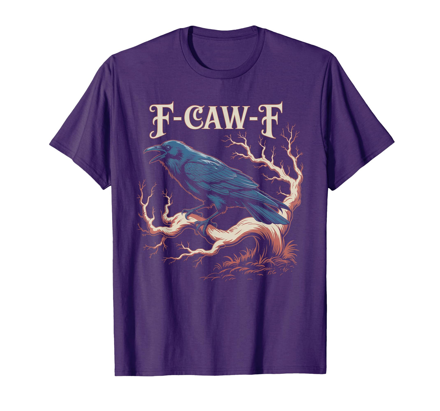 Black Crow, F-Caw-F Funny Black Bird Moon Gothic Adult Humor T-Shirt