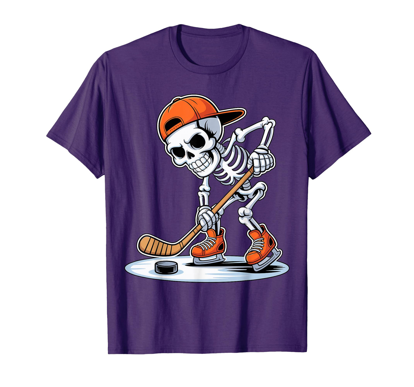 Skeleton Hockey Player Halloween T-Shirt