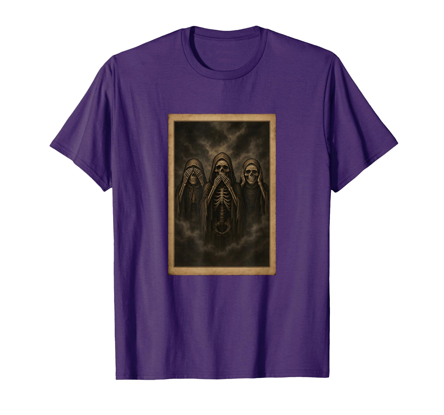 Gothic Skeleton Three Skeletons Poster Halloween Vintage T-Shirt