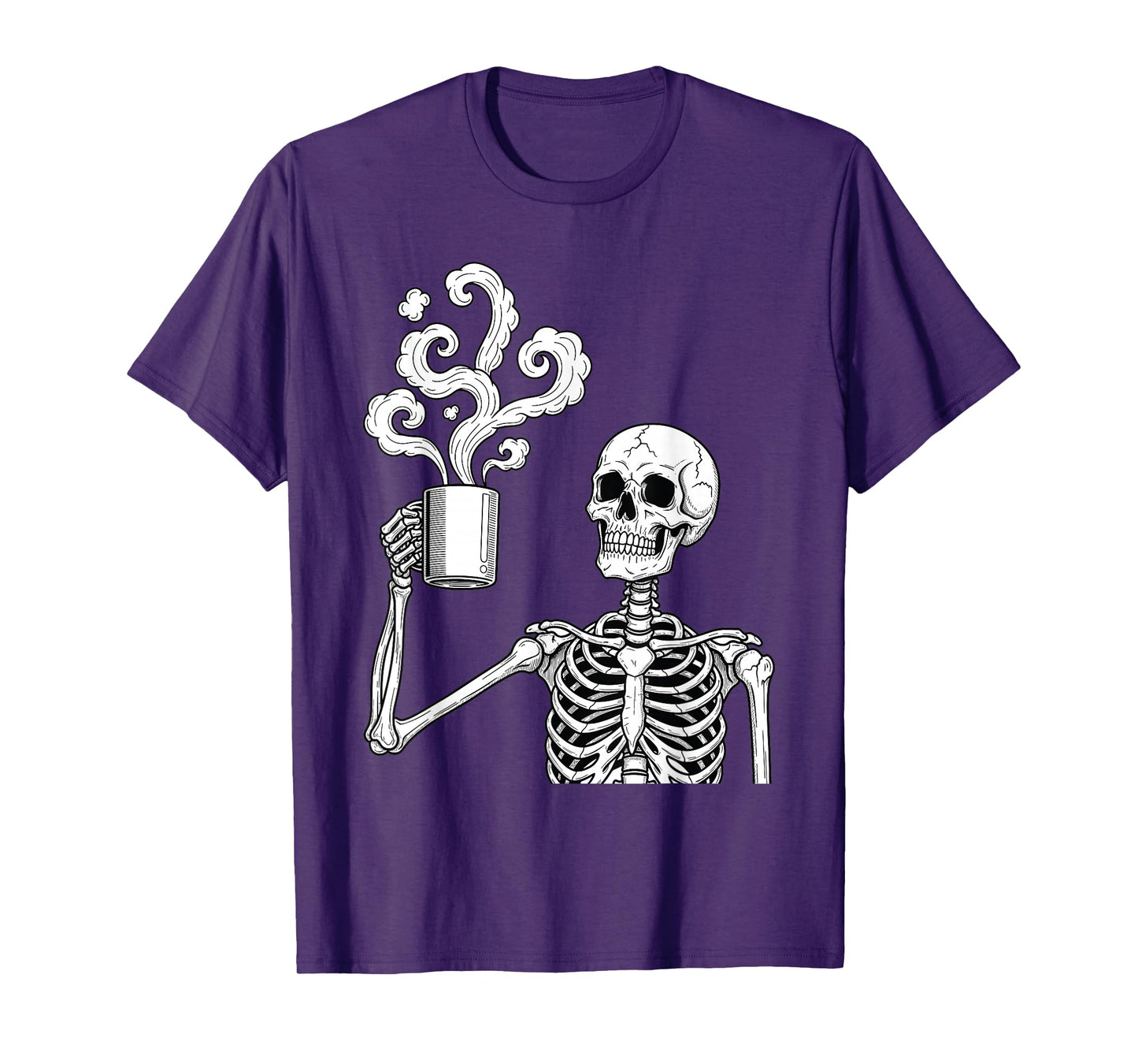 Skeleton Coffee Lover with Steaming Mug T-Shirt