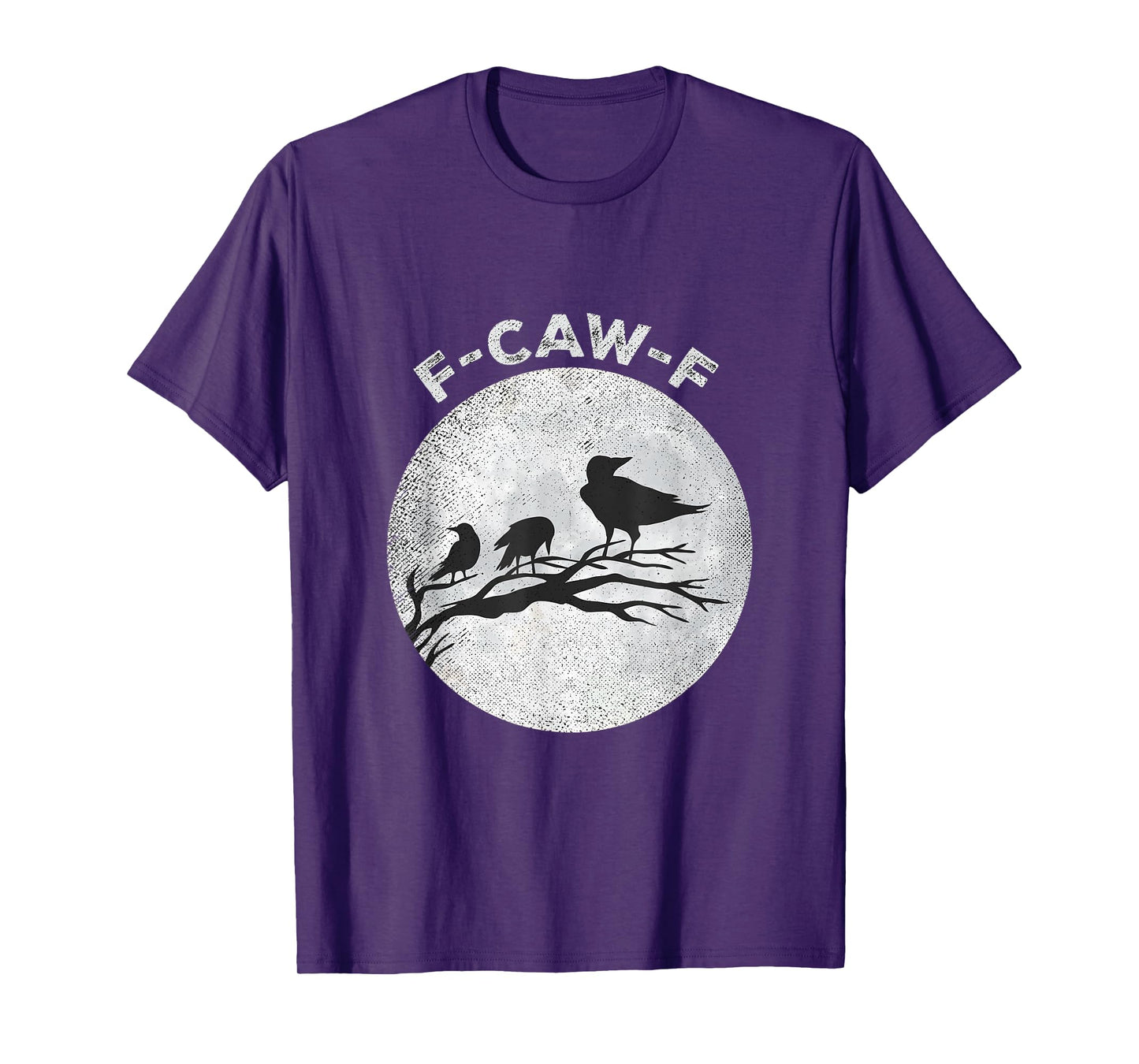 F-Caw-F Crow Silhouette Vintage Sarcastic Black Bird Moon T-Shirt