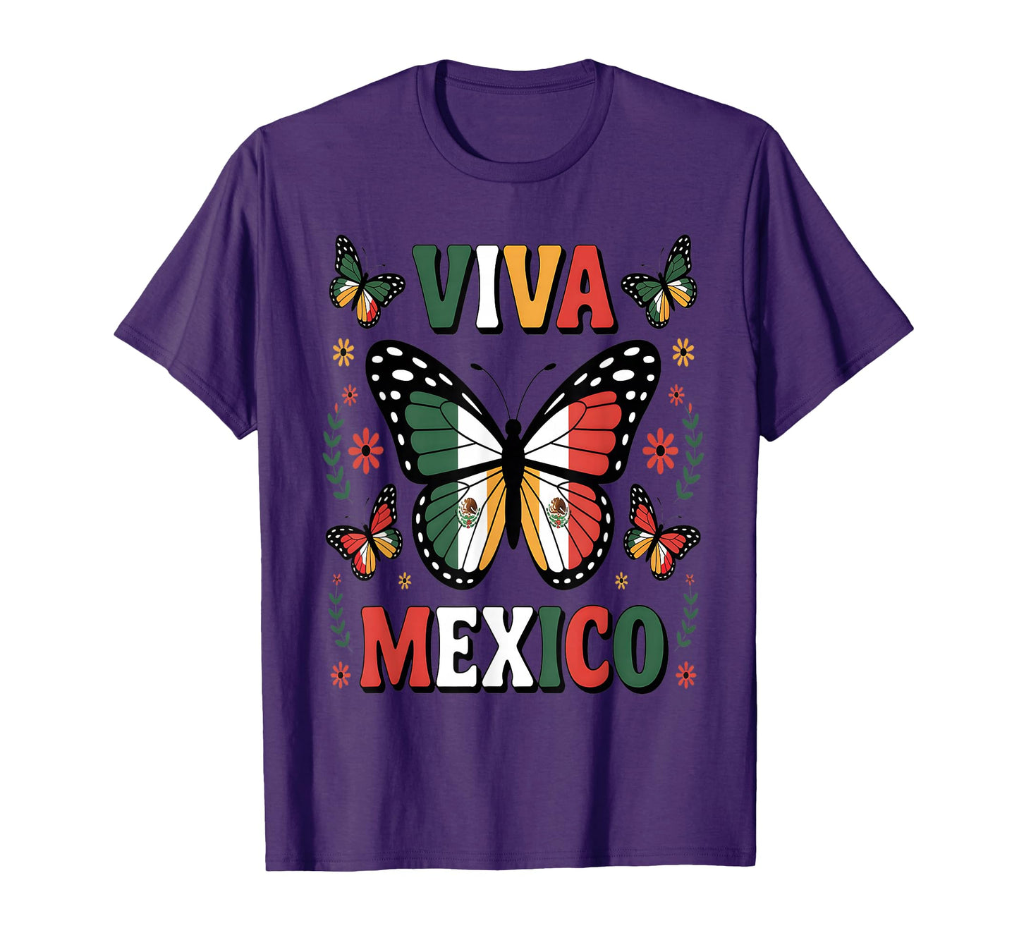 Viva Mexico Mexican Butterfly Independence Day Flag Mexico T-Shirt