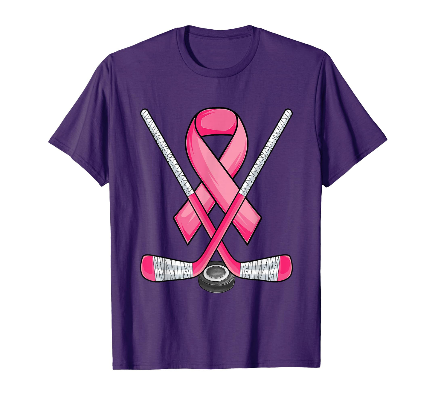 Ice Hockey Pink Ribbon Breast Cancer Awareness Sport Lover T-Shirt