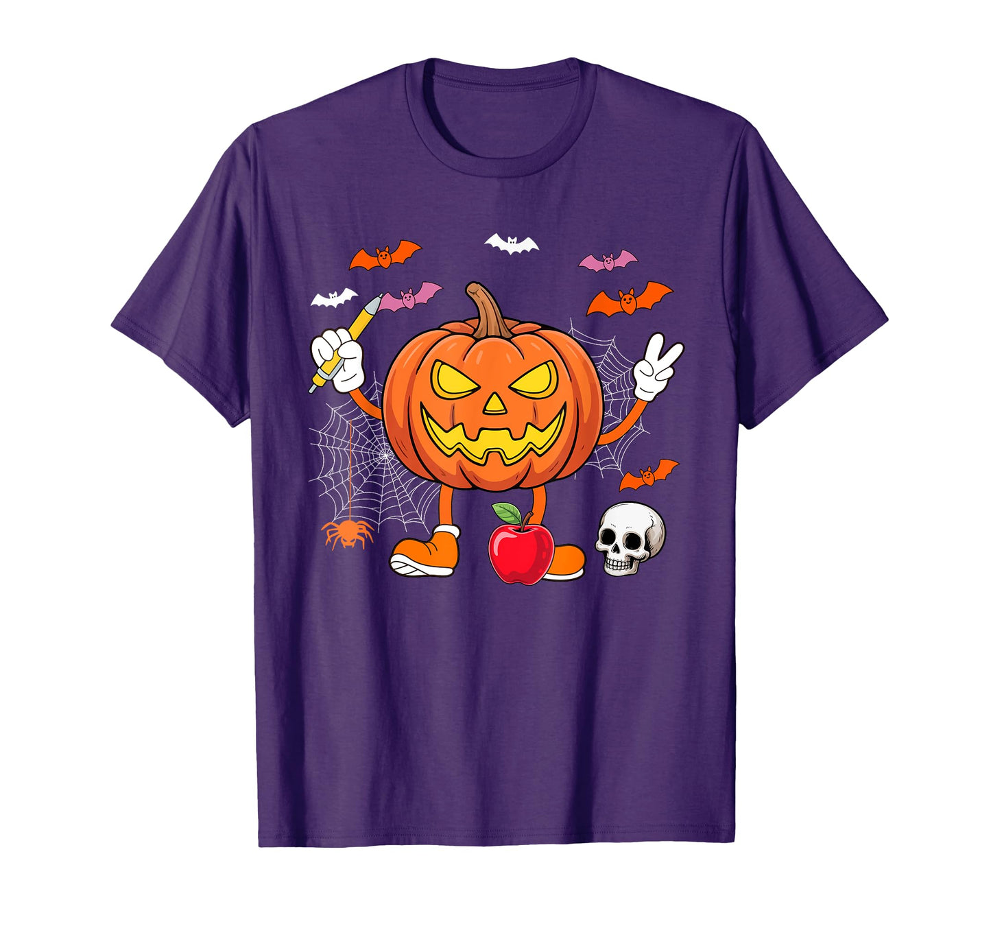 Assistant Teacher Job Horror Carved Pumpkin Halloween Team T-Shirt