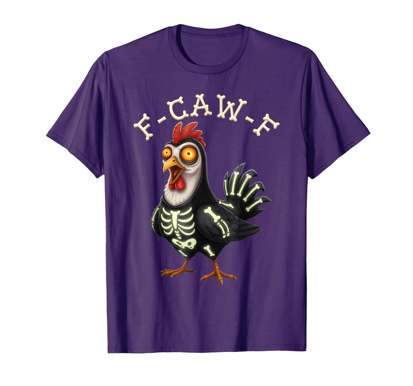 F-CAW-F Funny Skeleton Chicken Spooky Halloween Costume T-Shirt