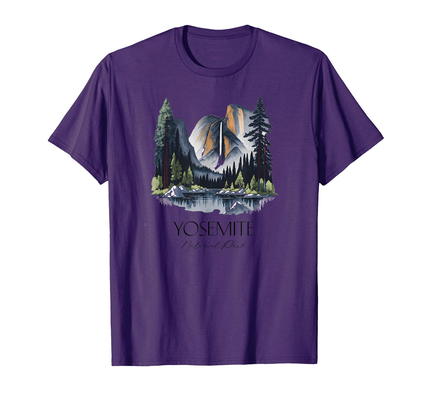 Cool Yosemite National Park Hiking Watercolor Graphic T-Shirt